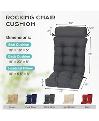 Aoodor Tufted Rocking Chair Cushion, High Back Cushion with Waterproof and Fade-Resistant, Set of 2