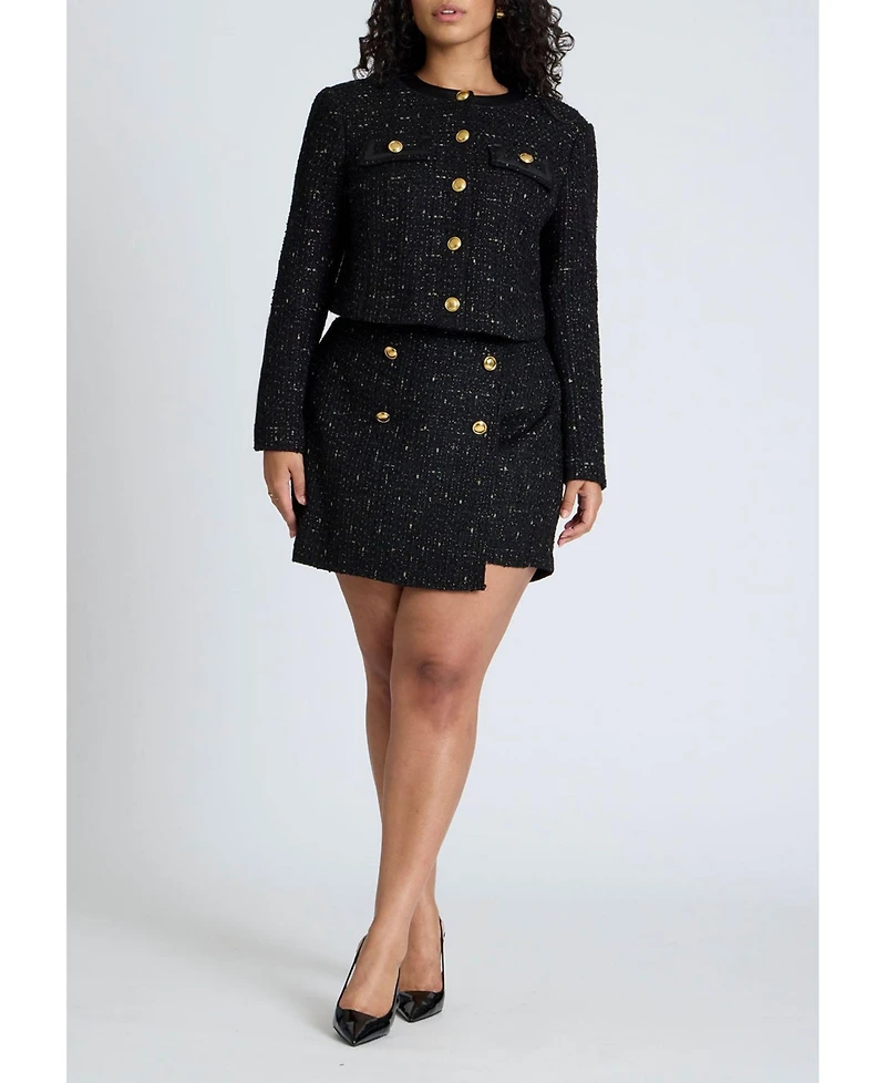 Eloquii Women's Plus Cropped Tweed Jacket
