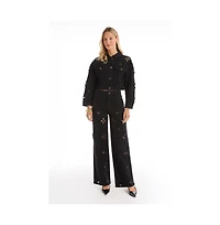 The Noli Shop Women's Kaia Pearl Jean Jacket - Black