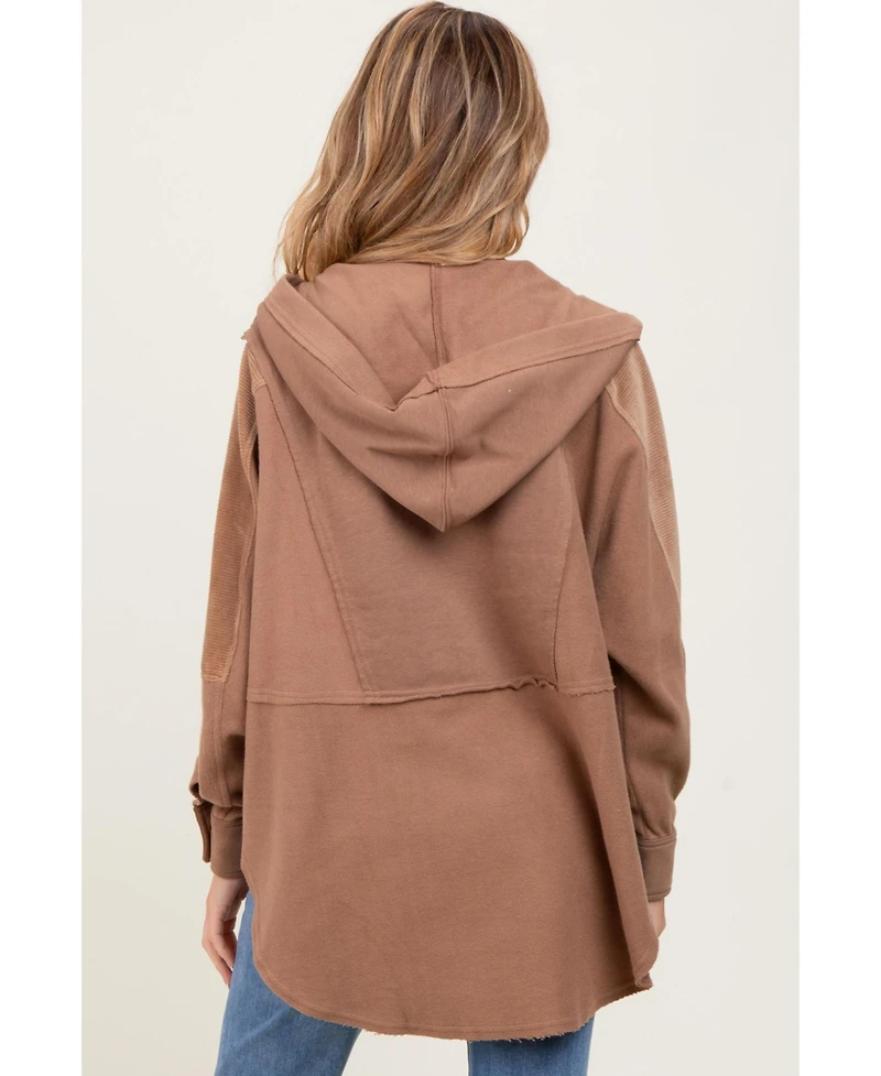 Pinkblush Maternity Mocha Corduroy Contrast Oversized Hoodie