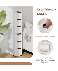 Volenca 6-Drawer Rolling Organizer Unit Narrow Storage Cabinet with Built-In Wheels for Small Space