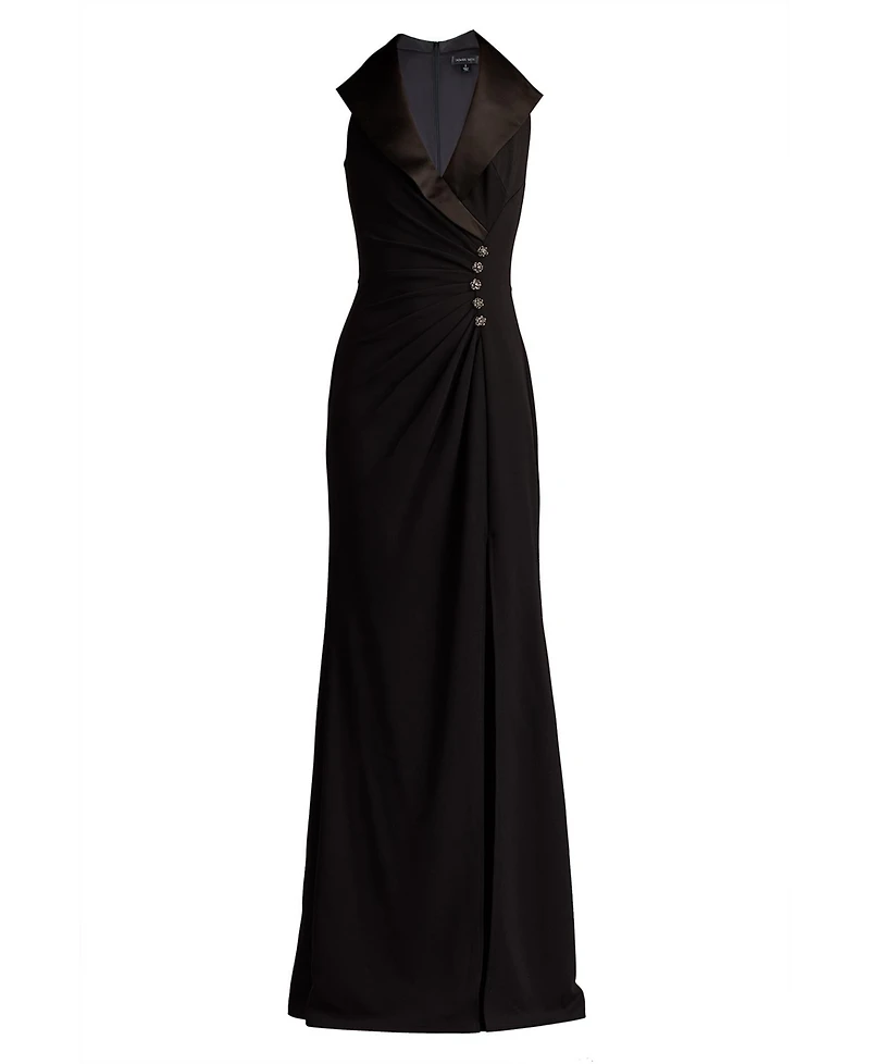 Tadashi Shoji Women's Neshia Halter Lapel Gown