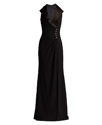 Tadashi Shoji Women's Neshia Halter Lapel Gown