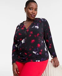 I.n.c. International Concepts Plus V-Neck Long-Sleeve Top, Macy's Exclusive
