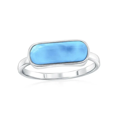 Caribbean Treasures Sterling Silver, Oval Shaped Larimar Ring