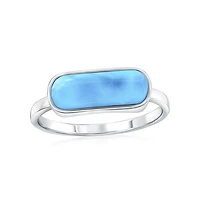 Caribbean Treasures Sterling Silver, Oval Shaped Larimar Ring