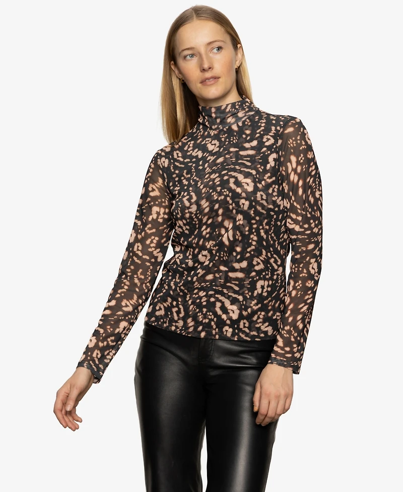 Sanctuary Women's Long Sleeve Mesh Mock Shirt