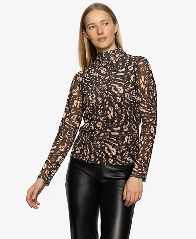 Sanctuary Women's Long Sleeve Mesh Mock Shirt