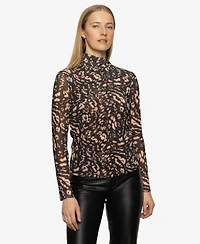 Sanctuary Women's Long Sleeve Mesh Mock Shirt