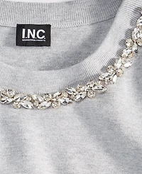 I.n.c. International Concepts Women's Short-Sleeve Embellished-Neck Sweater, Macy's Exclusive