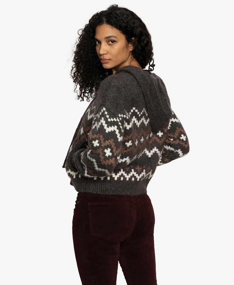 Sanctuary Women's Fairisle Zip-Up Hoodie Sweater