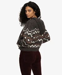 Sanctuary Women's Fairisle Zip-Up Hoodie Sweater
