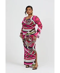 Fashion-szn Curve Plus Abstract Print Maxi Dress