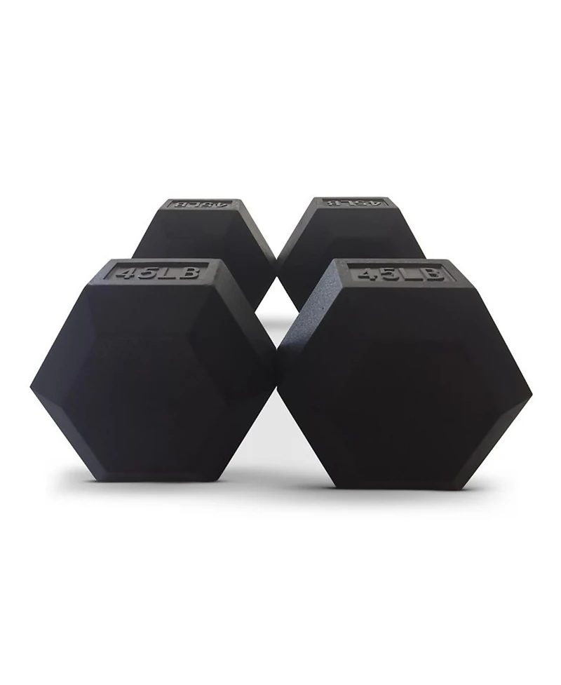 HolaHatha Iron Hexagonal Cast Exercise Dumbbell Free Weight Pair, 45 Pounds