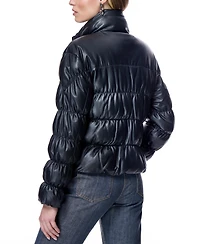 Julia & Stella by Maximilian Women's Ruched Horizontal Leather Jacket