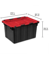 Sterilite 12 Gallon Hinged Lid Industrial Tote, Stackable Storage Bin, 6 Pack