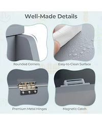 Costway Kids Toy Box Wooden Mobile Storage Organizer with Bookshelf & Lockable Wheels