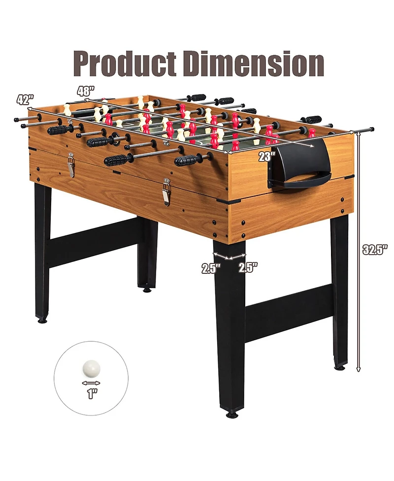 Gymax 48'' 3-In-1 Multi Combo Game Table Foosball Soccer Billiard Slide Hockey For Kids