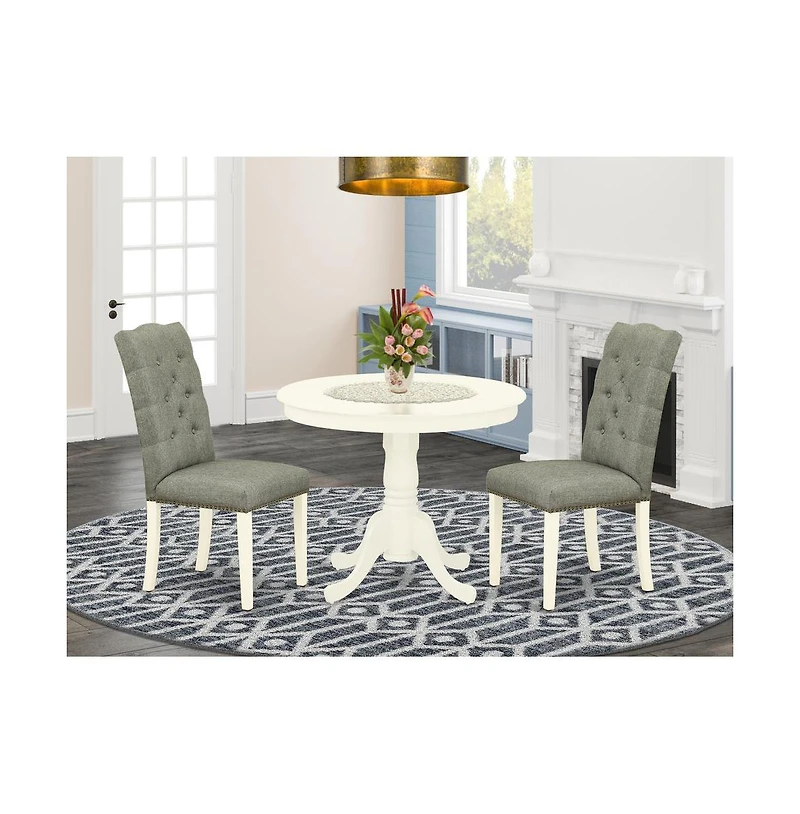 East West Furniture Dining Room Set Linen White