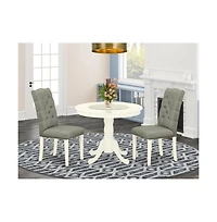 East West Furniture Dining Room Set Linen White