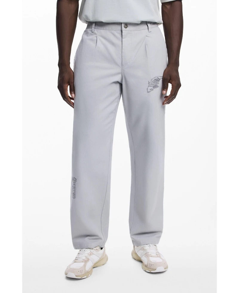 Desigual Men's Tailored long trousers with embroidery