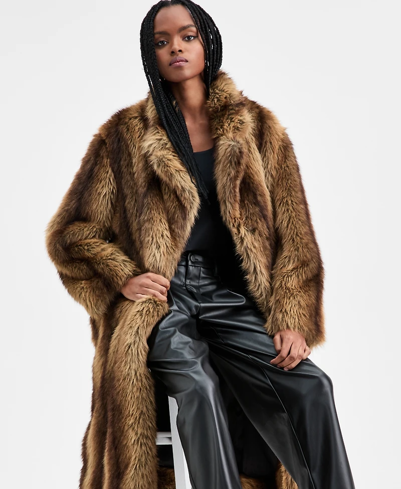 Bar Iii Women's Notch-Lapel Snap-Front Faux-Fur Jacket, Macy's Exclusive