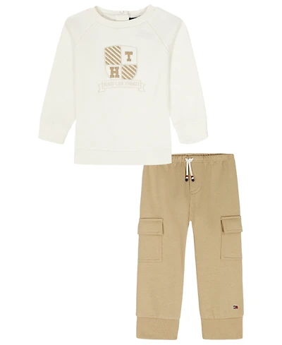 Tommy Hilfiger Toddler Boys 2-Piece Sweatshirt and Cargo Joggers Set