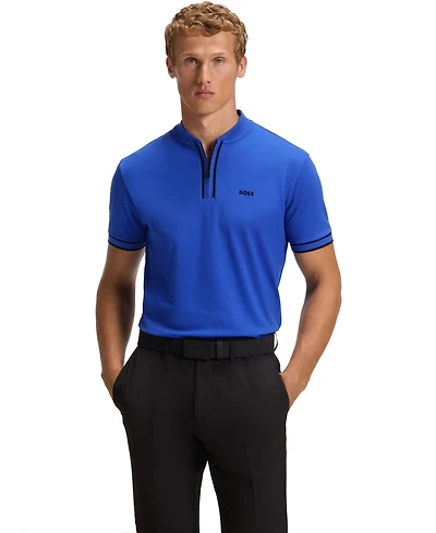 Boss by Hugo Men's Cotton-Pique Zip-Neck Polo
