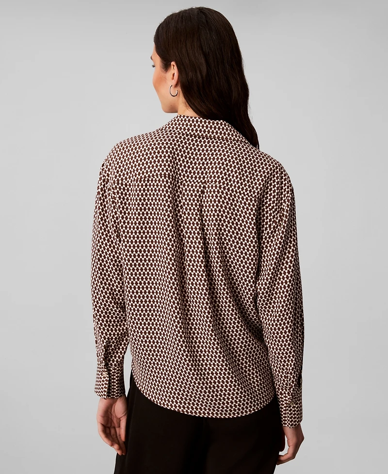 Calvin Klein Women's Printed Crepe Long Sleeve Top
