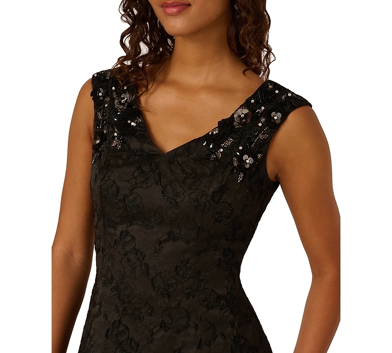 Adrianna Papell Women's Bead Jacquard Midi Dress