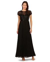 Adrianna Papell Women's Bead Pleat Long Dress