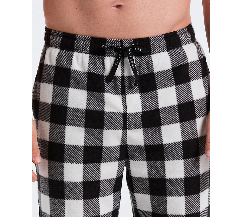 Perry Ellis Portfolio Men's Fleece Buffalo Plaid Print Sleep Pants