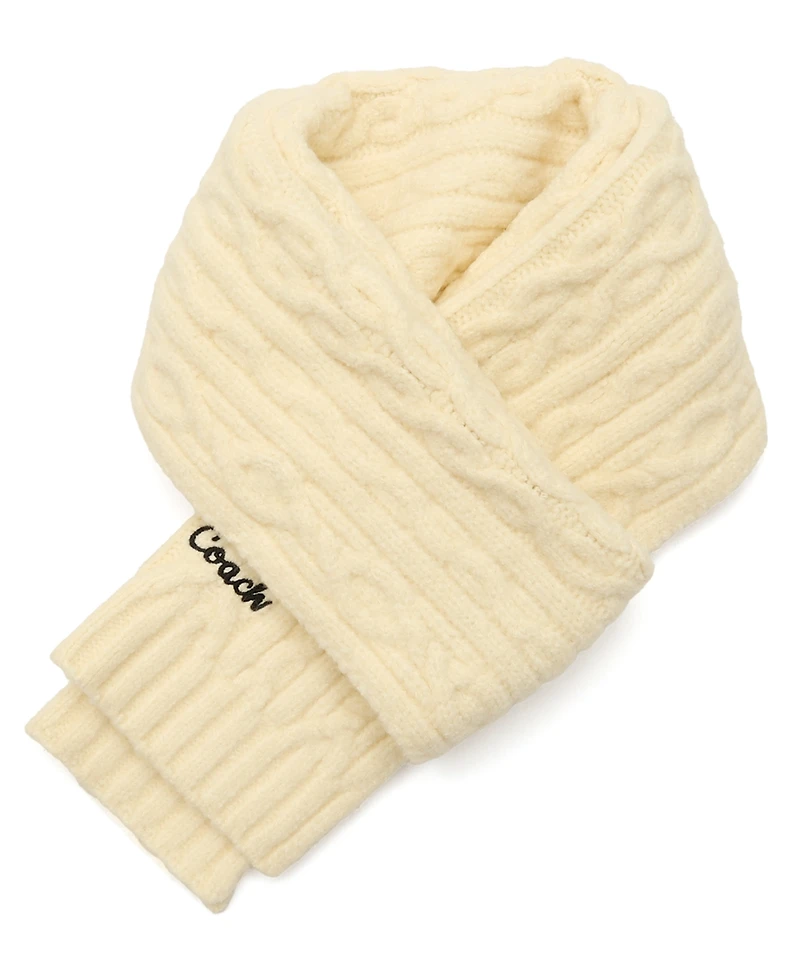 Coach Women's Embroidered Cable-Knit Muffler Scarf