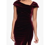 Xscape Petite Stretch Cap Sleeve Long Dress