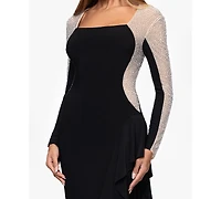 Xscape Petite Long Beaded Sleeve Dress