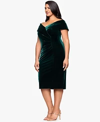 Xscape Plus Off-Shoulder Ruched Dress