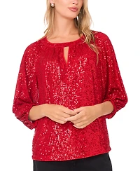 Sam & Jess Women's Sequin Detail Puff Sleeves Top