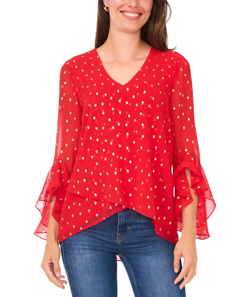 Sam & Jess Women's Printed V-Neck Top
