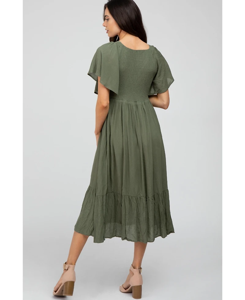 Pinkblush Olive Smocked Ruffle Maternity Dress