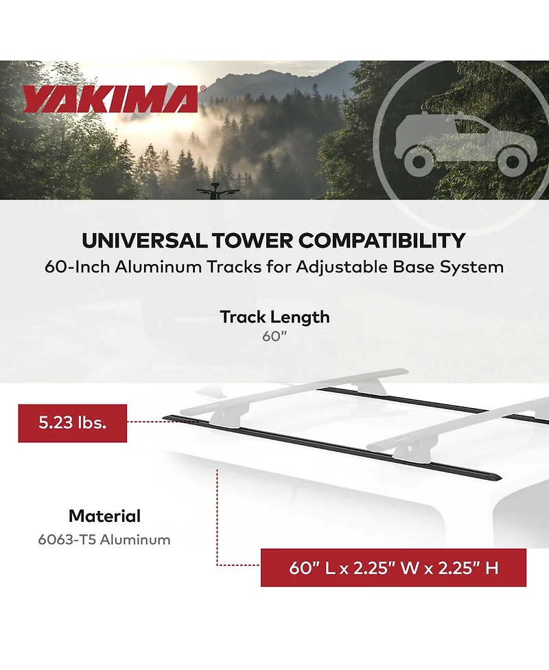 Yakima 60 Inch Tracks with CapNuts, Compatible with TrackTower or SkyLine Towers