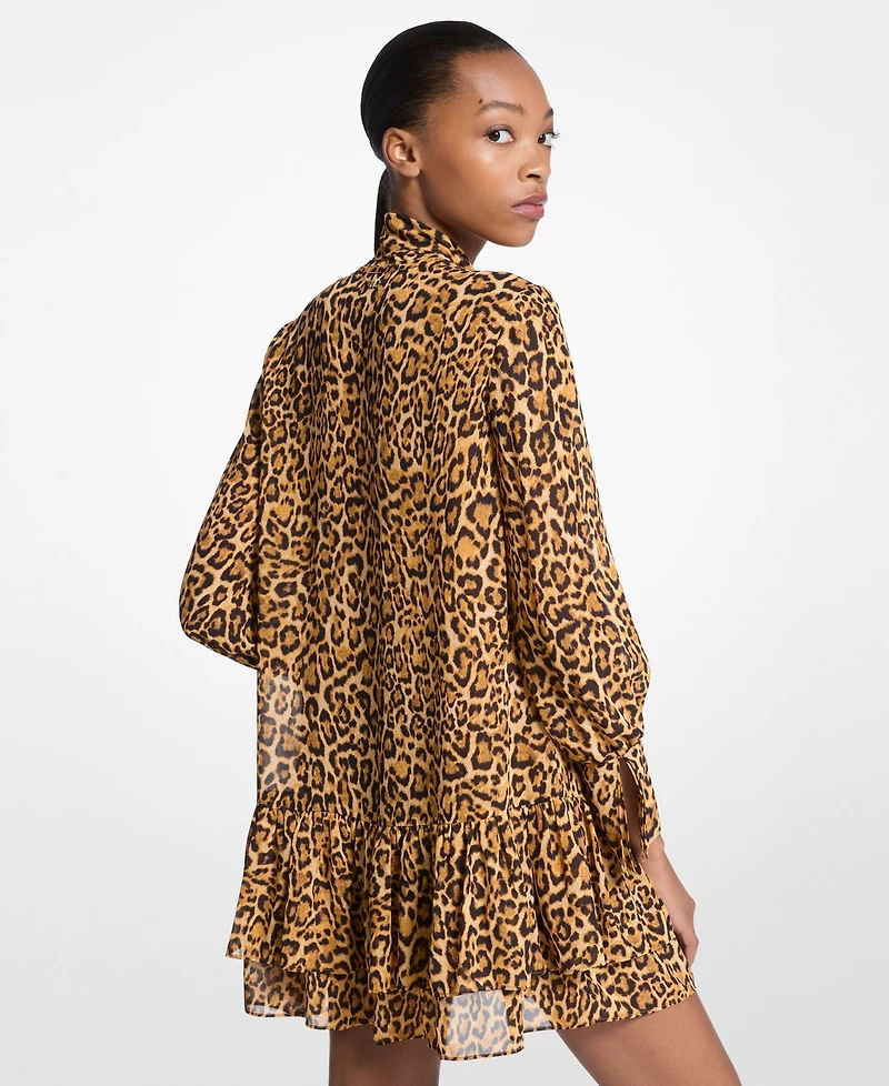 Michael Kors Women's Cheetah Print High-Neck Mini Dress