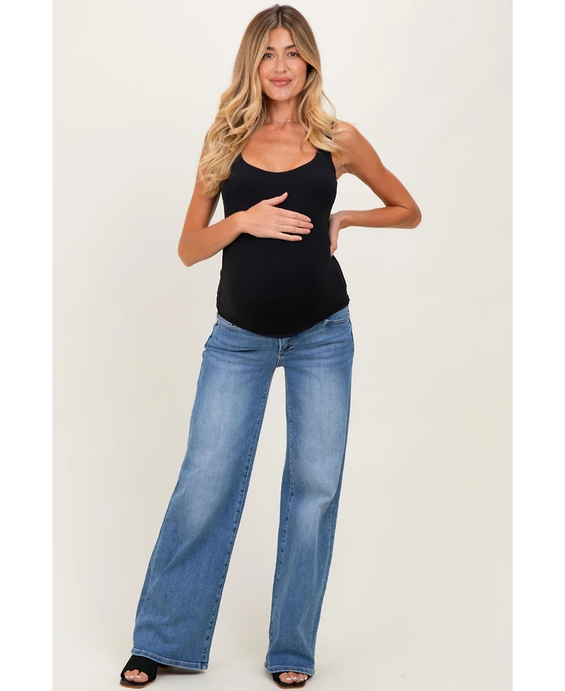Pinkblush Maternity Medium Low Rise Wide Leg Jeans