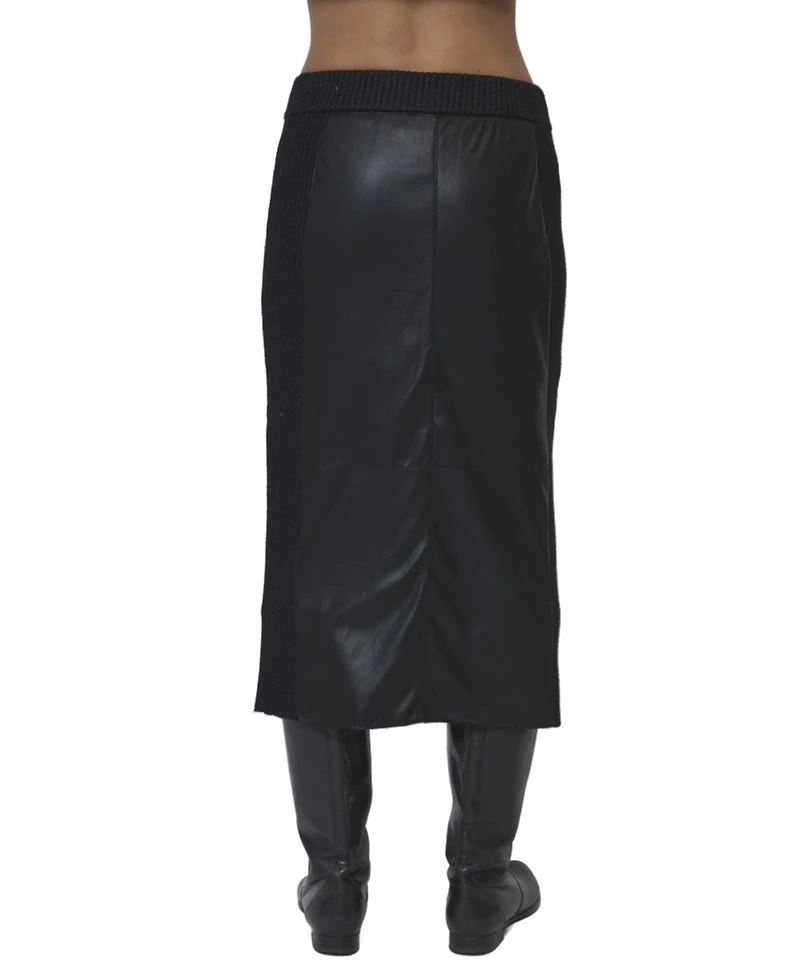 Central Park West Women's Milan Leather Combo Skirt