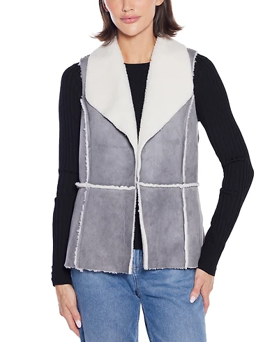 Belldini Women's Black Label Sherpa-Trim Sweater Vest