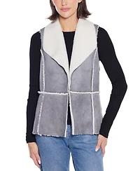 Belldini Women's Black Label Sherpa-Trim Sweater Vest