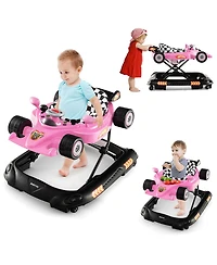 Gymax Toddler 4-in-1 Foldable Walker w/ 3-Level Adjustable Height Detachable Music Tray