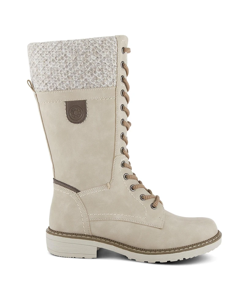 Spring Step Yosemite Water-Resistant Winter Boots with Sweater Trim and Lace-Up Detail