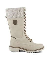 Spring Step Yosemite Water-Resistant Winter Boots with Sweater Trim and Lace-Up Detail