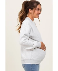 Pinkblush Heather Grey Fleece Crew Neck Relaxed Fit Maternity Sweatshirt