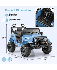 12V Kids Ride on Truck Car with Remote Control Threaded Wheels and 3 Speeds